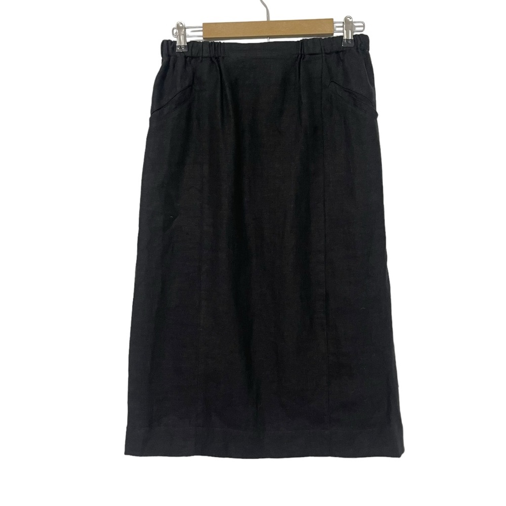 Flax Black 100% Linen Midi Skirt Size Small (fits Medium)